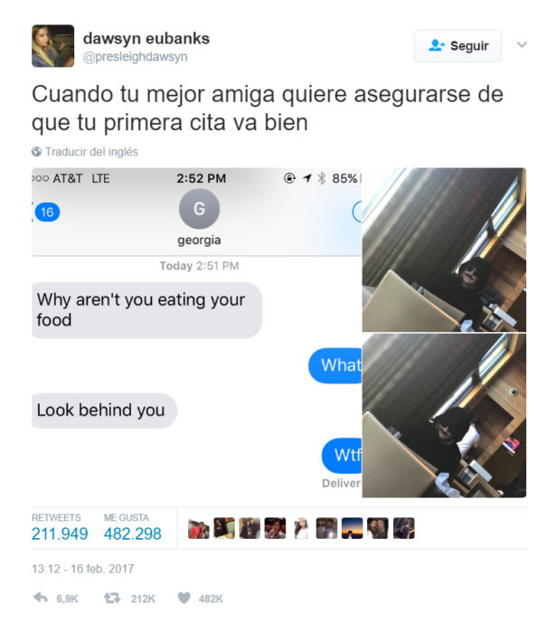 Publicación de una chica en twitter para su mejor amiga 