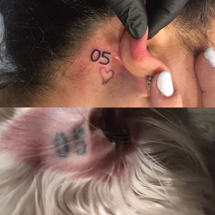 Chica con el mismo tatuaje de su perro en la oreja 