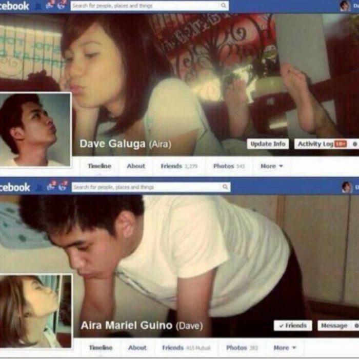 Muro de facebook con unos chicos enamorados 