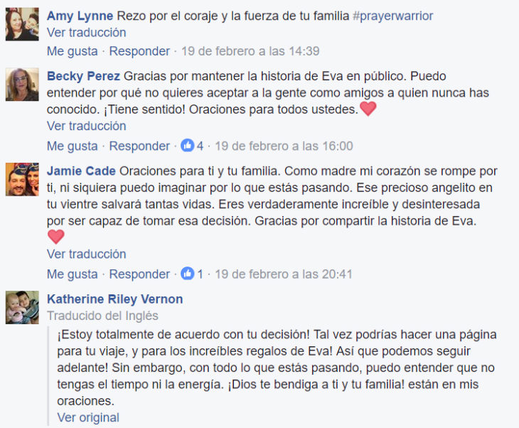 Comentarios en facebook sobre madre que donará los órganos de su bebé 