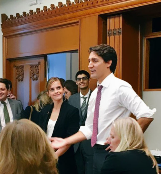 Primer ministro de canadá junto a Emma Watson