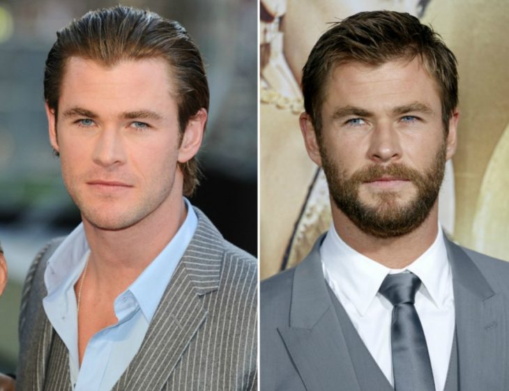chris hemsworth con y sin barba