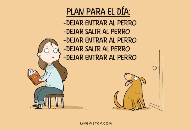 ilustraciones que hablan sobre la vida de un perro 