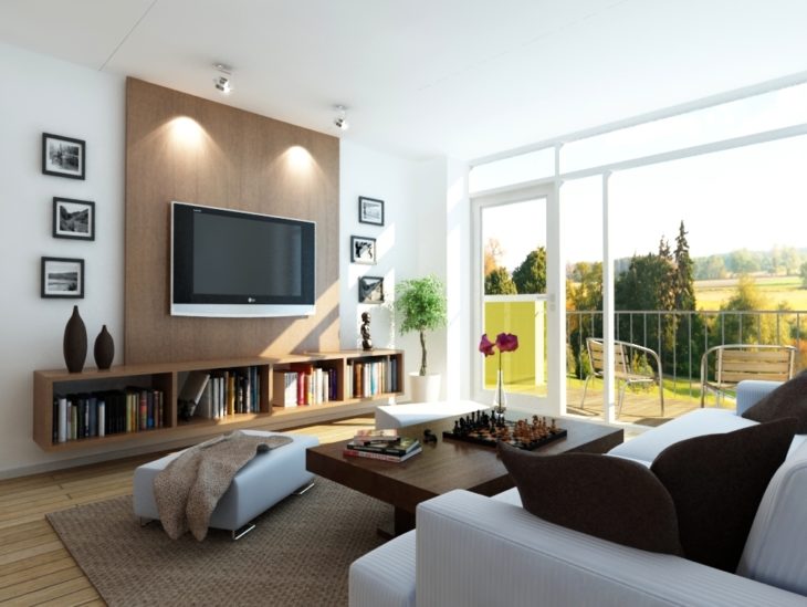 sala con televisión y ajedrez
