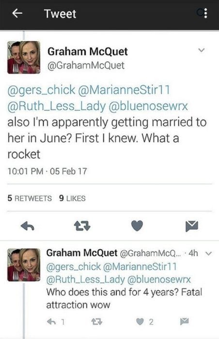 tweet graham mcquet dice que se va a casar