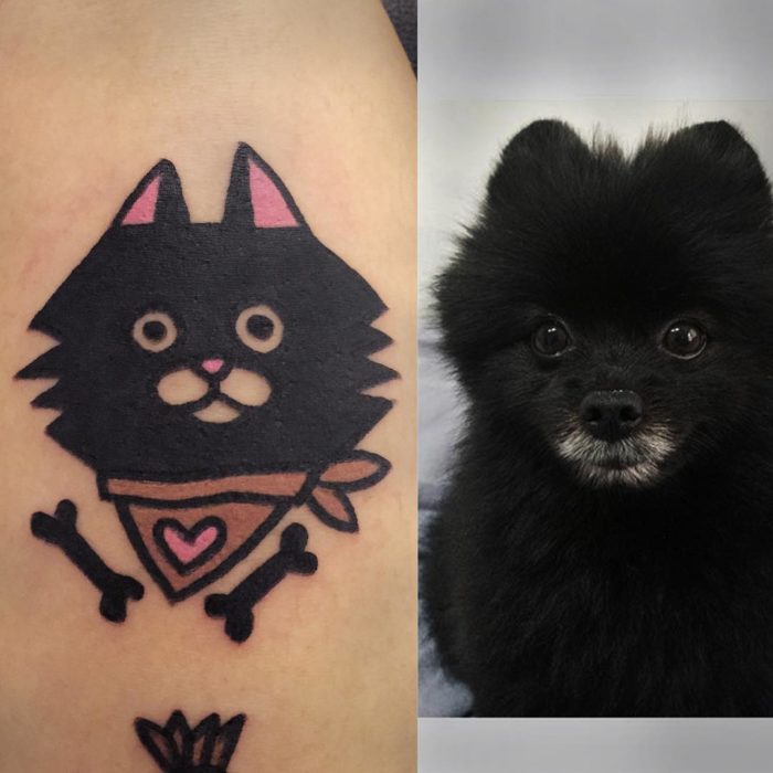 foto de perro y tatuaje de gato y foto de perro