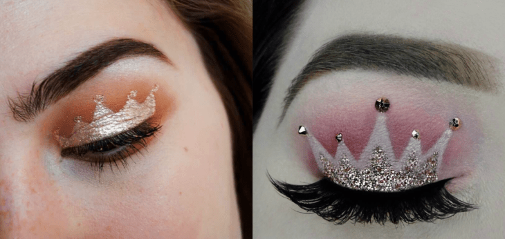 maquillaje de ojos con corona 