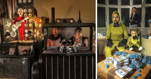 Esta familia recrea escenografías de películas con cajas de cartón
