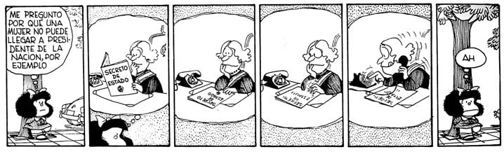 Historieta de Mafalda con frases feministas 