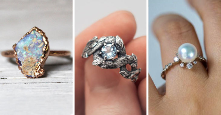 Anillos de compromiso que no tienen diamantes pero son hermosos