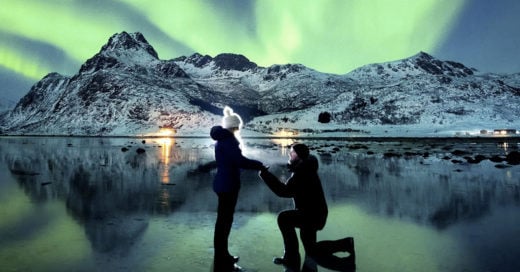 Una impactante propuesta de matrimonio bajo la luz de la Aurora Boreal