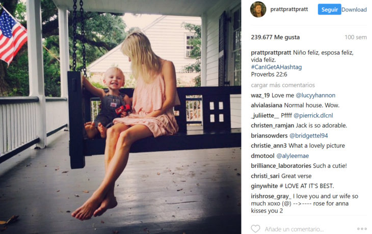 Publicaciones de Chris Pratt sobre su familia 