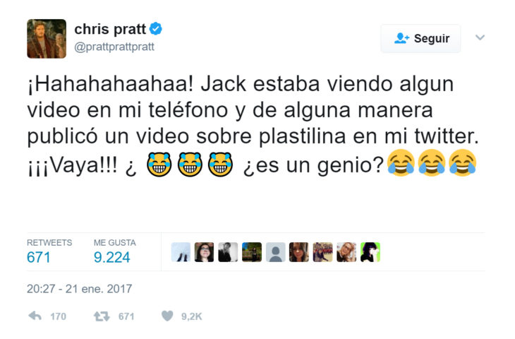 Publicaciones de Chris Pratt sobre su familia 