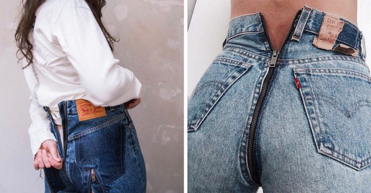 Estos jeans cremallera, pero no en el lugar conocido