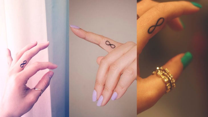 Chicas con tatuajes de infinito en sus dedos 
