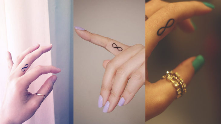 Chicas con tatuajes de infinito en sus dedos 