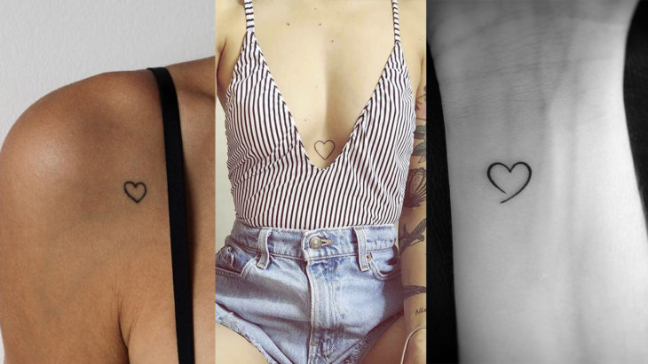Chicas con un tatuaje de corazón minimalista