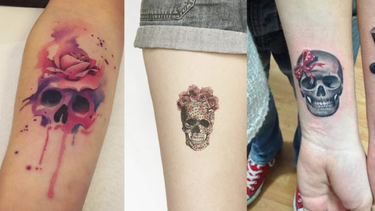 Chica con tatuajes de calavera 