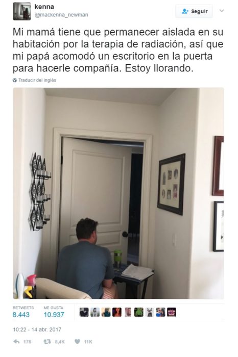 Esposo acompaña esposa