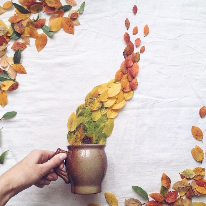 ARTISTA CREA IMÁGENES USANDO TAZAS DE TÉ Y FLORES 