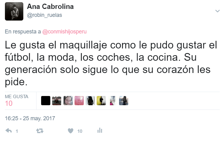 Comentario defensa niño que le gusta maquillarse 