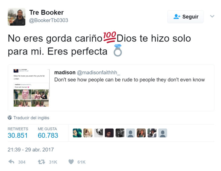 Chico defendiendo a su novia que fue llamada gorda 