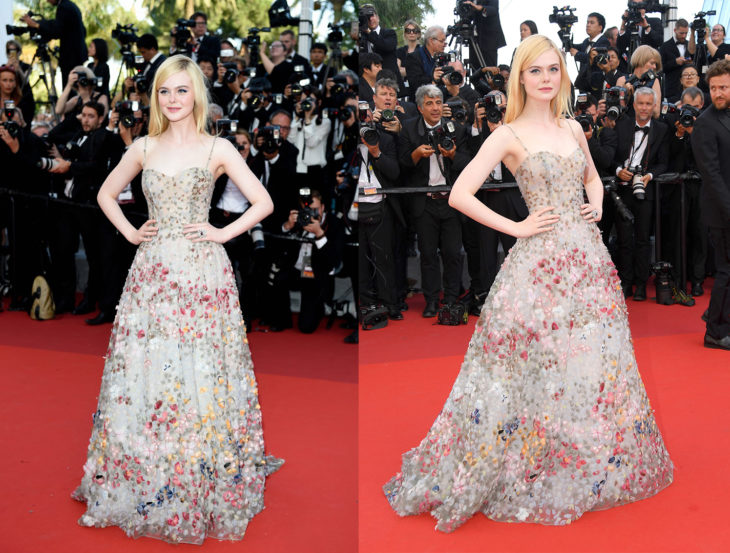 Elle Fanning usando un vestido de Dior 