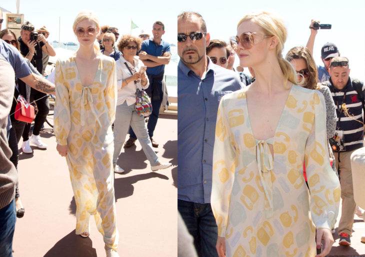 Elle Fanning usando un vestido de Miu Miu