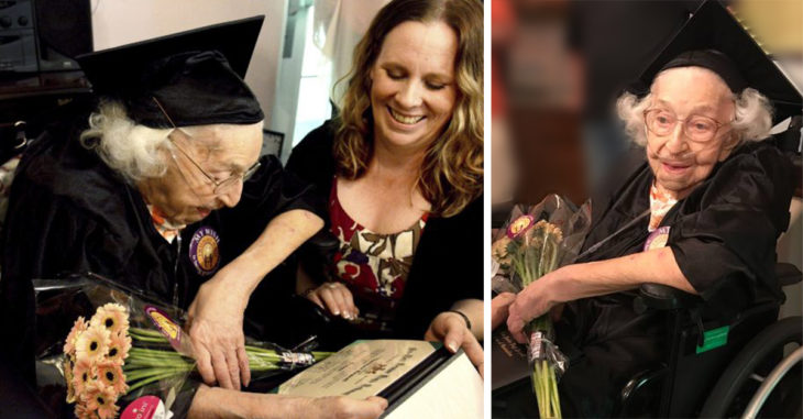 Anciana obtuvo su título de preparatoria a los 105 años; el mundo entero está conmovido