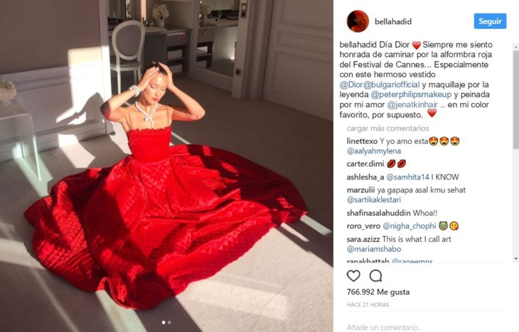 bella hadid vestido rojo