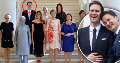 Así posó el marido del Primer Ministro de Luxemburgo entre Primeras Damas durante Cumbre OTAN