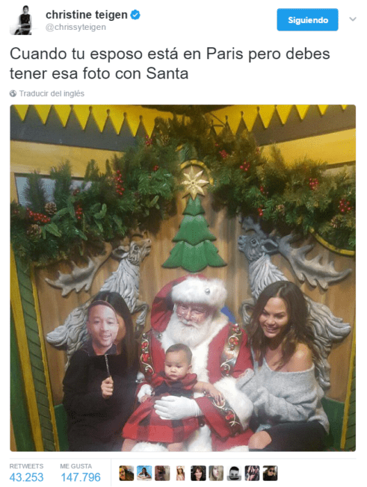 captura de pantalla de tuiter fotografia con santa