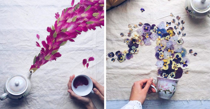 Así luce el encanto que sale de una humeante taza de té con flores