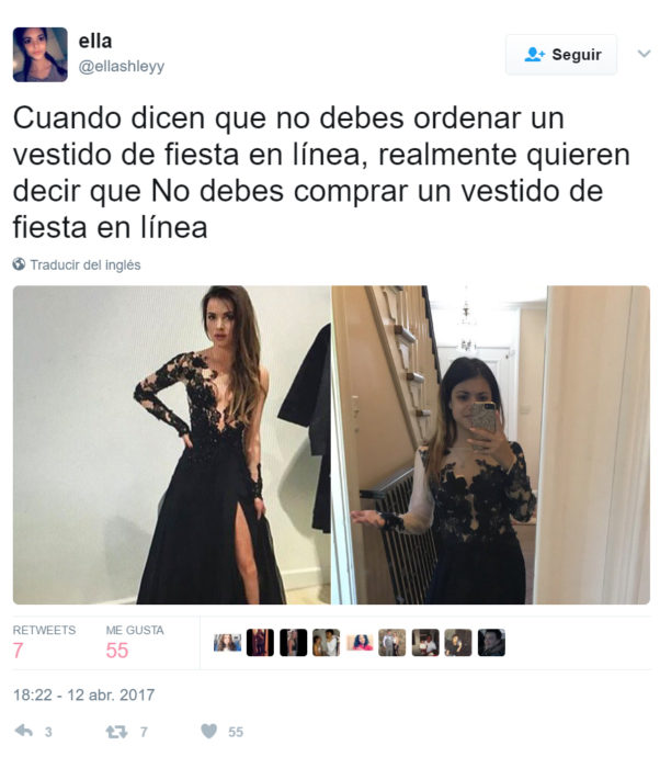 Vestidos comprados en línea que son un fraude 