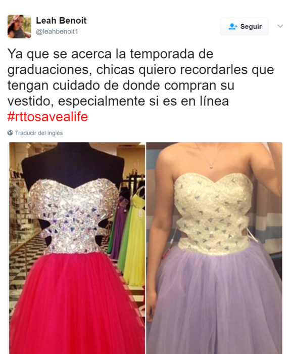 Vestidos comprados en línea que son un fraude 