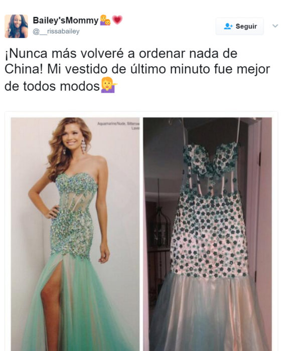 Vestidos comprados en línea que son un fraude 