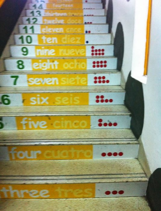 escalera con numeros