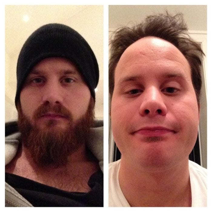 hombre con barba antes y despues 