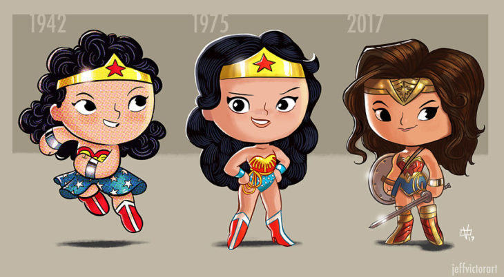 Ilustracion con la evolución de famosos en sus películas 