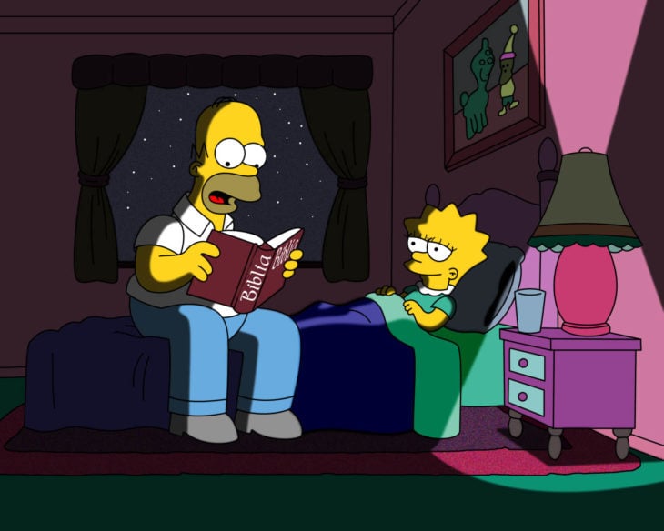 Homero leyendo un cuento para lisa 