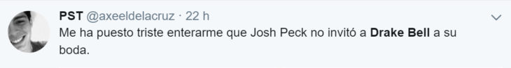 Comentarios en twitter sobre la boda de Josh Peck