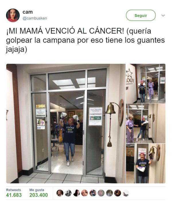 Comentarios en twitter sobre mujer que ganó contra el cáncer 