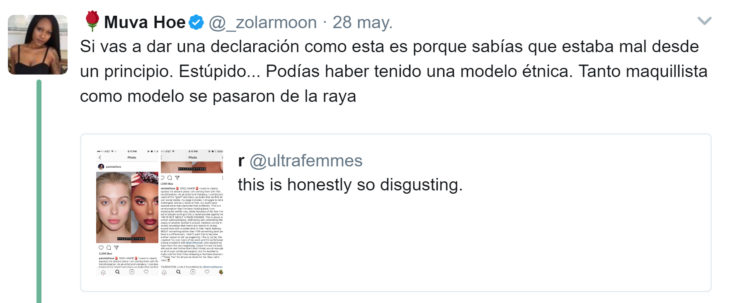 Comentario en twitter sobre un maquillista 