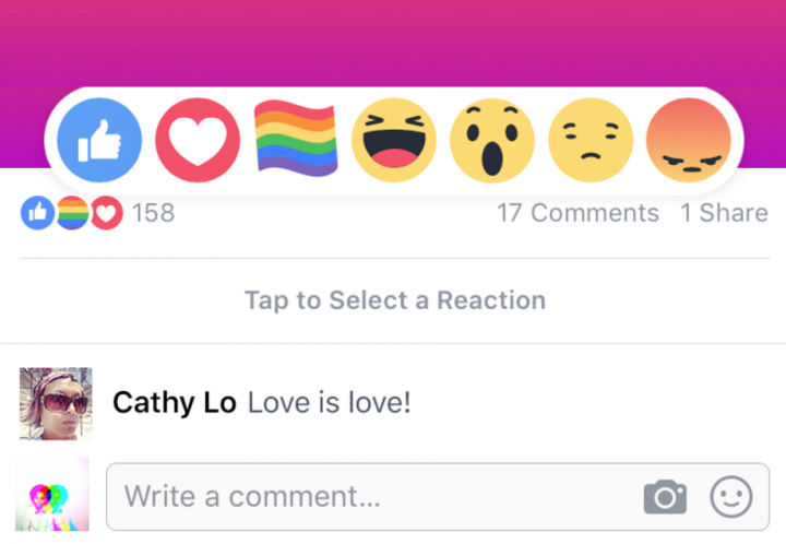 Nuevas reacciones de orgullo gay en facebook