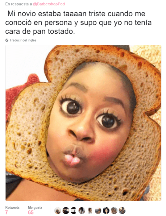 mujer con cara de pan captura de pantalla