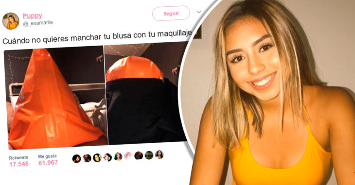 Esta adolescente ha encontrado una manera de evitar manchar su ropa después de maquillarse