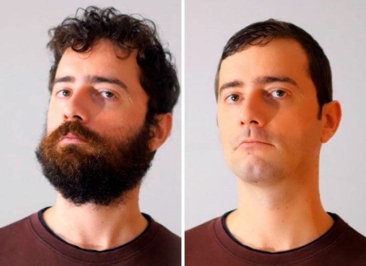 hombre con barba antes y despues 