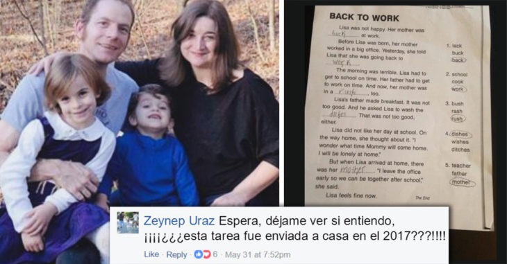 Descubre mensaje sexista en la tarea de su hija; toma cartas en el asunto y esta es su respuesta