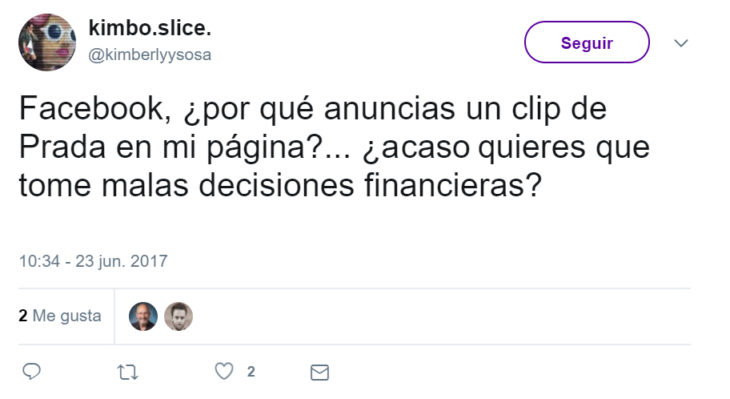 Comentarios en Twitter sobre un clip de Prada