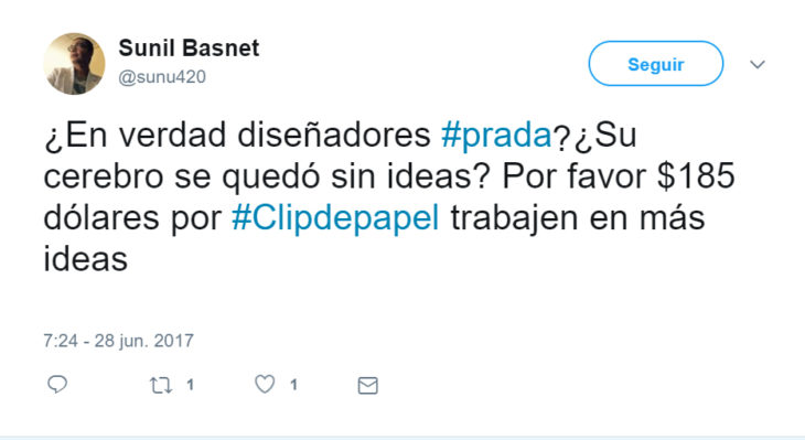 Comentarios en Twitter sobre un clip de Prada